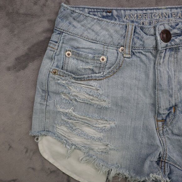American Eagle Outfitters Shorts Womens 00 Blue High Rise Cut Off Distressed - Picture 6 of 12